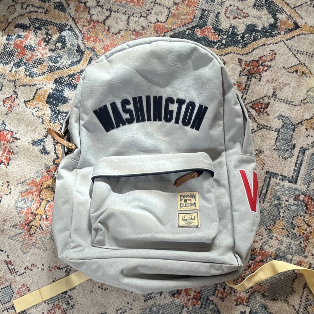 Herschel Cooperstown Collection Washington Gray Solid Zip Backpack Unisex